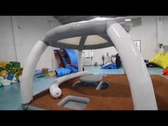 Parc aquatique gonflable flottant de 3,4x3,4m, îlot de repos gonflable avec tente ombragée