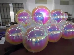 Boule miroir gonflable géante en PVC argenté, décoration réfléchissante suspendue arc-en-ciel
